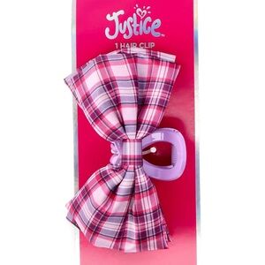 Justice Pink and Purple Plaid Hair Clip